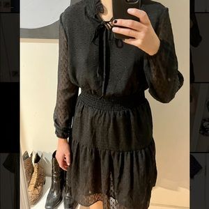 Black polka dot dress